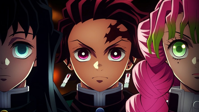Kamado Tanjiro, Muichiro Tokito, and Mitsuri Kanroji from Kimetsu no Yaiba