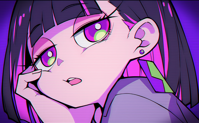 4K anime girl with hand on face and earring