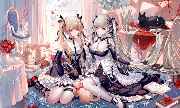 Azur Lane Formidable and maid with cats
