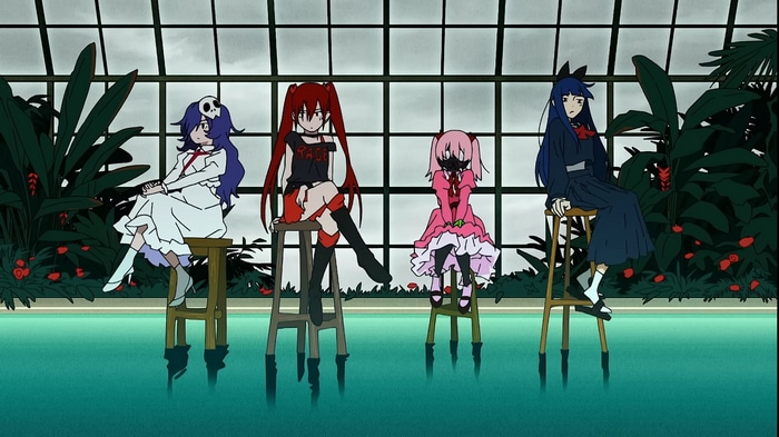 Mahou Shoujo Magical Destroyers characters in a greenhouse