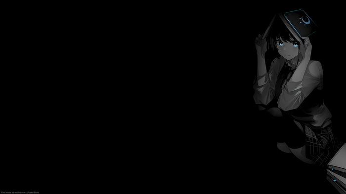 4K Schoolgirl with Books on Dark Background