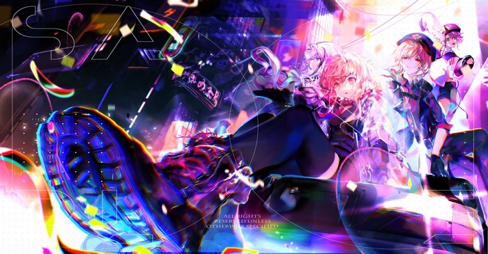 4K Futuristic Cityscape with Anime Characters and Boots