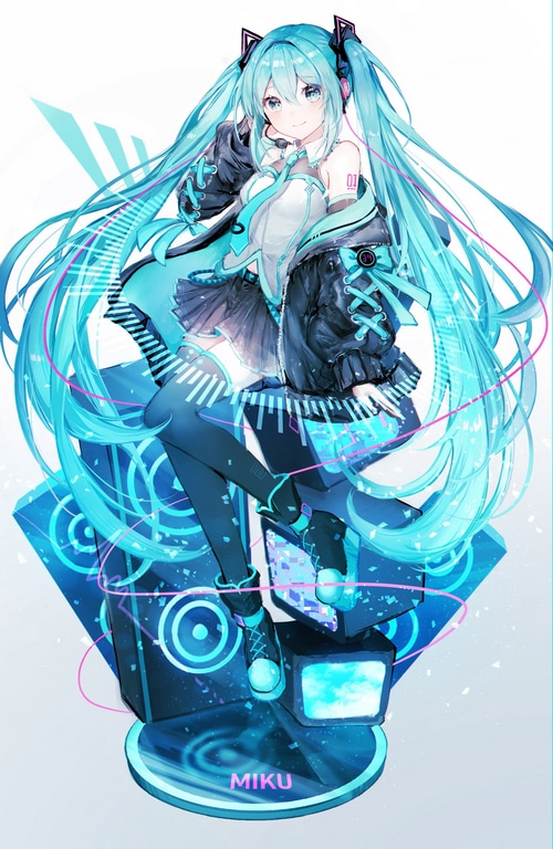 Hatsune Miku with blue hair and twintails
