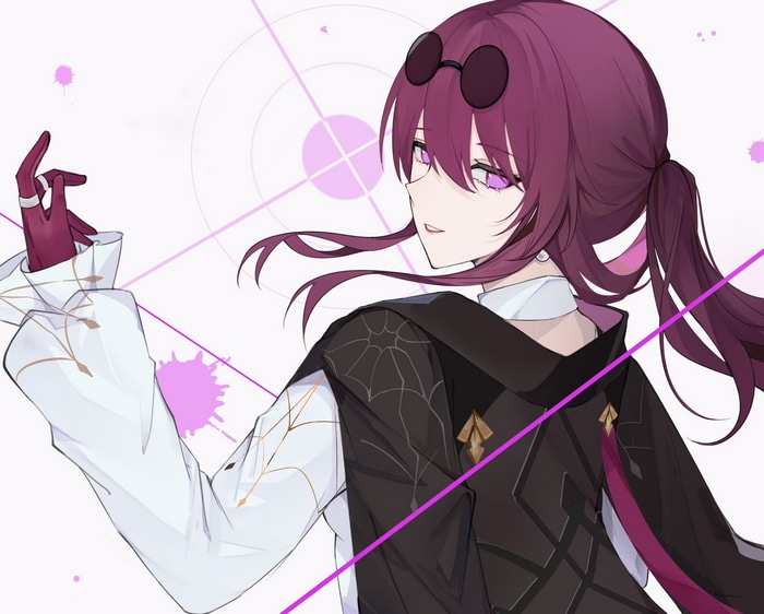 Kafka from Honkai: Star Rail with purple eyes and sunglasses