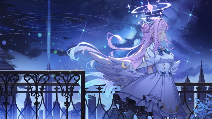 4K Blue Archive Misono Mika with wings at night