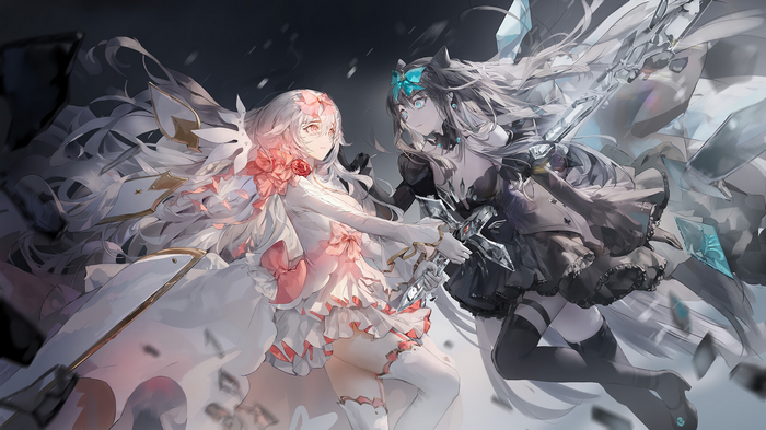 Two anime girls with swords, ARCAEA