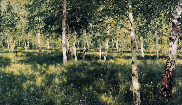 Birch Forest with Wildflowers by Isaac Ilyich Levitan