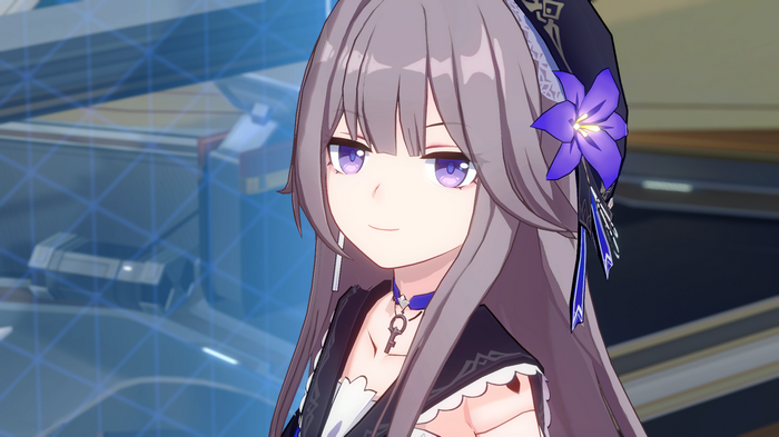 Herta from Honkai: Star Rail with a flower in her hair