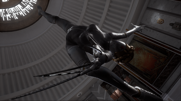 The Twins from Atomic Heart with bladed weapons