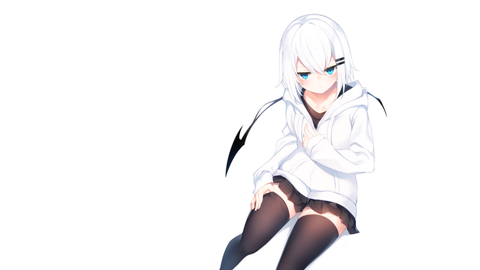 Ringo-chan in a white hoodie and thigh-highs