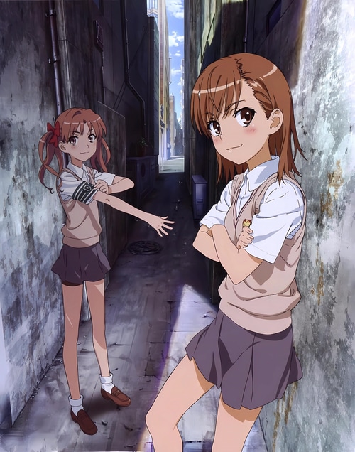 Misaka Mikoto and Shirai Kuroko in an alley