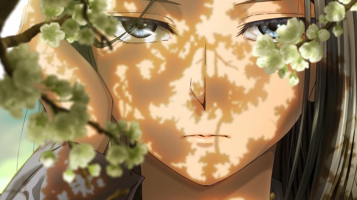 Chise Hatori with cherry blossoms in Mahoutsukai no Yome