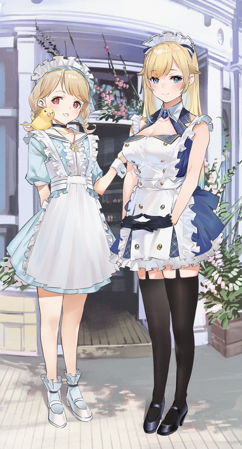 Aizawa Ema and friend in maid outfits