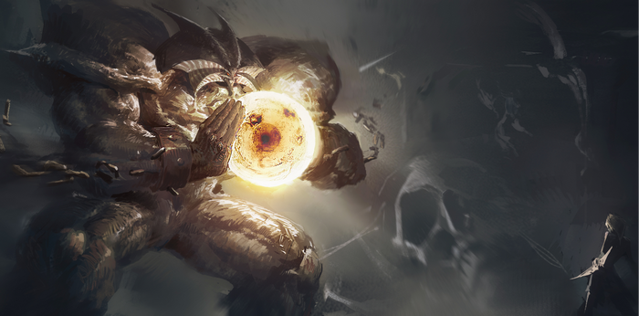 Exodia the Forbidden One holding a glowing orb