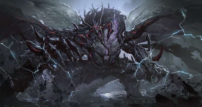 4K Yu-Gi-Oh! Dragon with Wings and Lightning