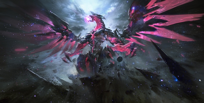 4K Yu-Gi-Oh! Dragon with Pink Wings in Space