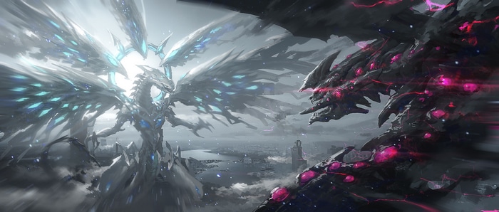 4K Yu-Gi-Oh! Deep-Eyes White Dragon vs Dark Dragon