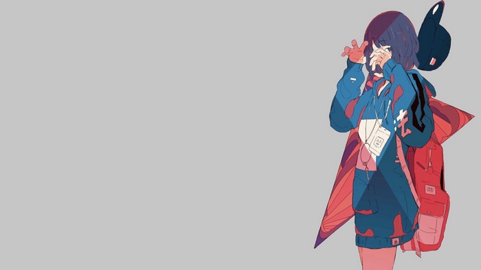Original character with backpack and hat