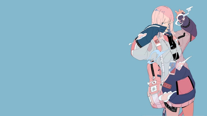 4K anime girl with pink hair and backpack