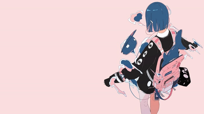 4K daisukerichard girl with backpack and whales