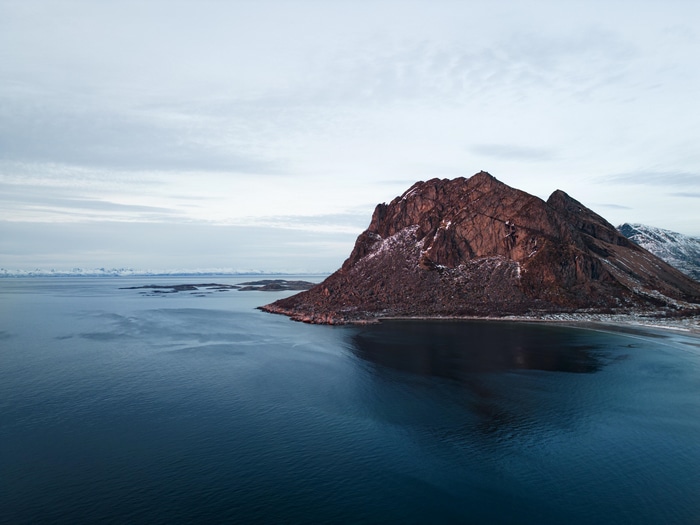 4K landscape of a rocky mountain coast in Norway