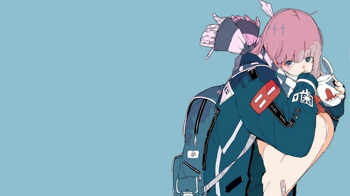4K anime girl with pink hair and backpack