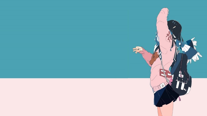 4K anime girl with backpack and scarf