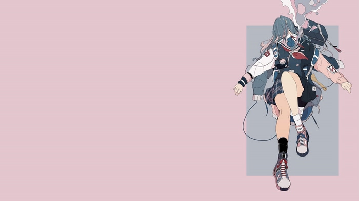 4K anime girl with backpack and camera