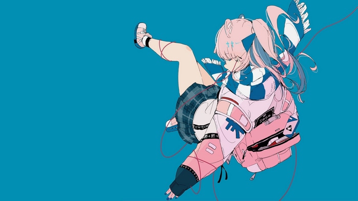 4K anime girl with pink hair and backpack