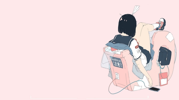 Schoolgirl with paper plane in hair