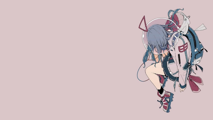 4K anime girl with backpack and helmet