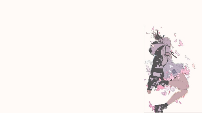 4K anime girl with petals and backpack