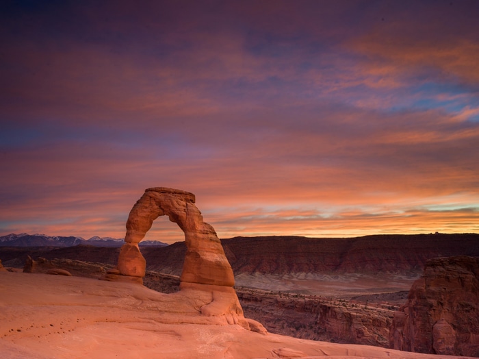 Delicate Arch at Sunset in Arches National Park, Utah
