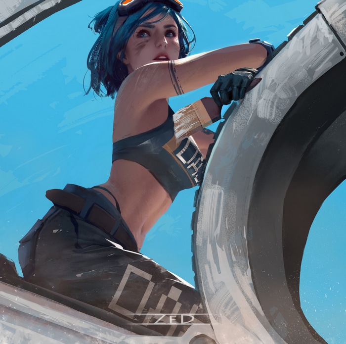 Trungbui's painting of a woman with blue hair