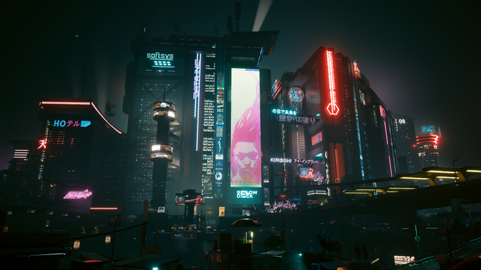 Cyberpunk 2077 Night City with Japanese Signs