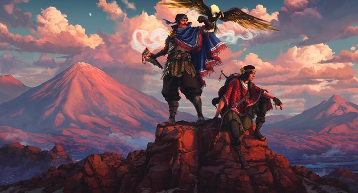 Victor Sales with Eagle and Flute in Mountains