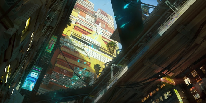 Cyberpunk 2077 futuristic city building