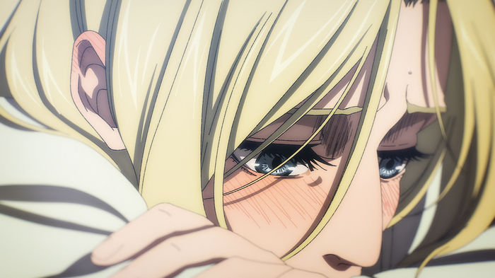 Annie Leonhart blushing in Attack on Titan