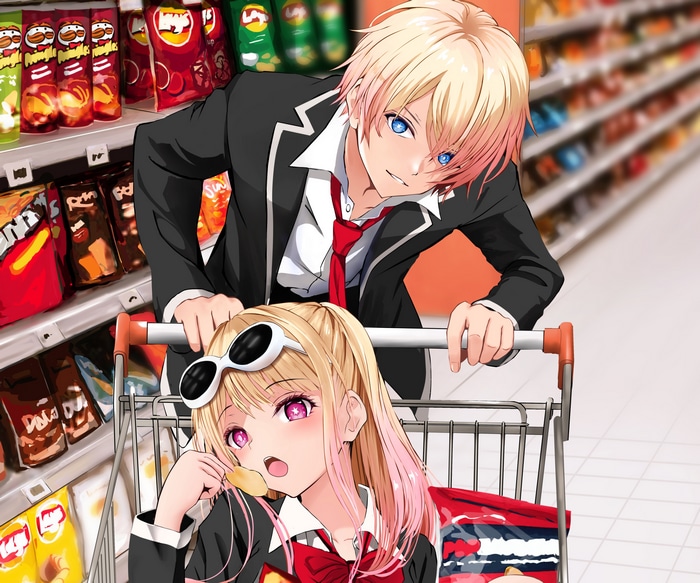 Ruby Hoshino and Aqua Hoshino in a Supermarket