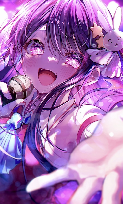 Hoshino Ai singing with star eyes