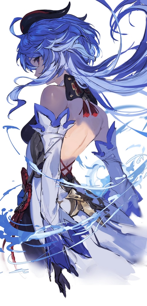 Genshin Impact Ganyu with blue hair and horns