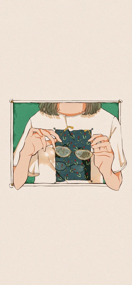 Illustration of a person holding glasses