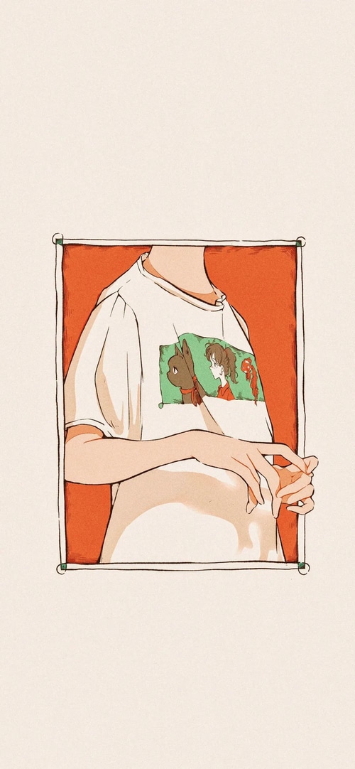 Illustration of a person wearing a t-shirt with a graphic