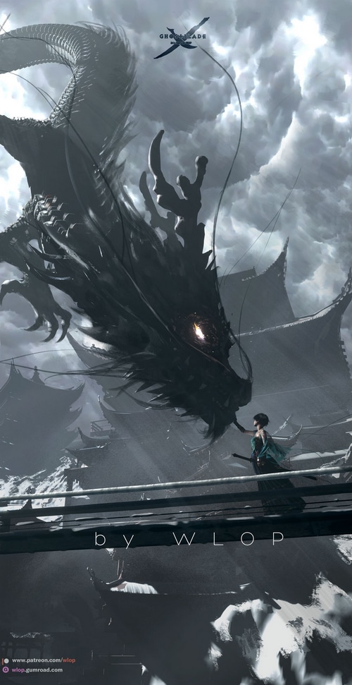 Ghostblade: A girl confronts a colossal dragon