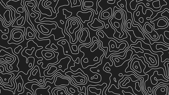4K monochrome topography on a dark background