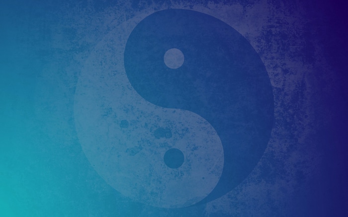 Yin and Yang symbol with blue gradient
