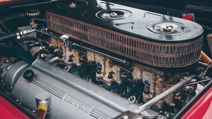 Ferrari Engine with Carburetors and Air Filter