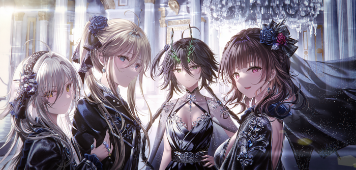 4K anime girls in elegant dresses