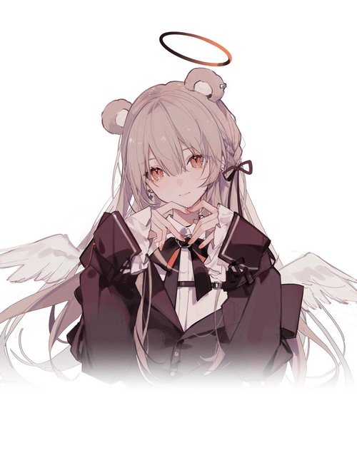 Anime girl with bear ears, wings, and halo