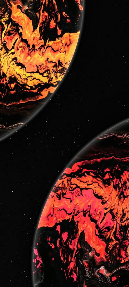 Two abstract planets in starry space